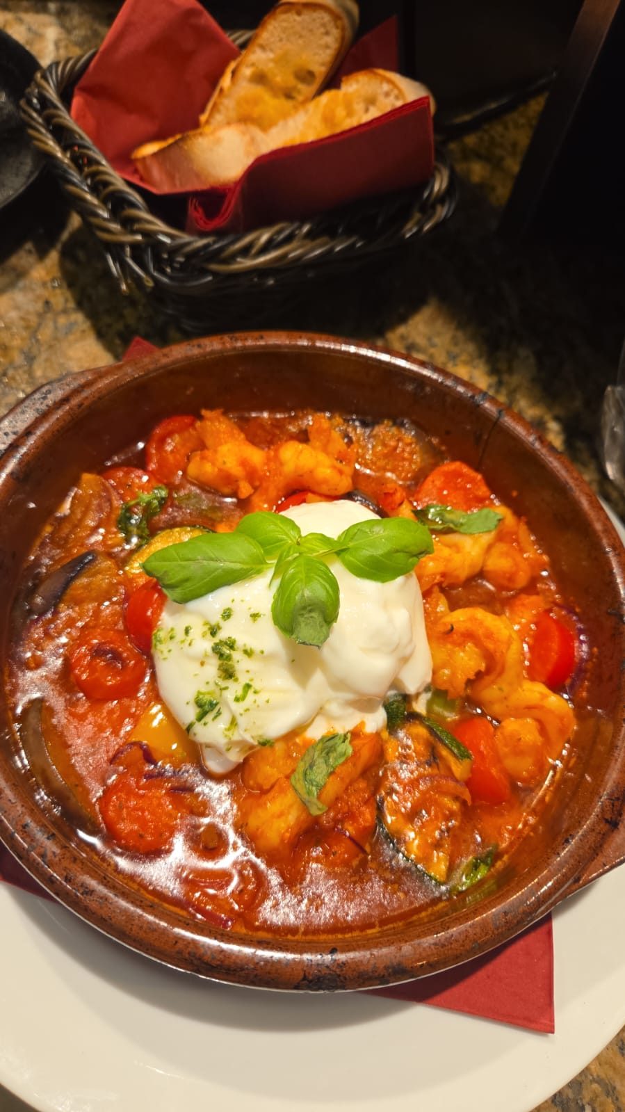 Gambas mit Burrata